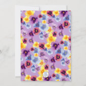 Invitation Pansies peintes à la main Fête Jardin Floral Anniv (Dos)