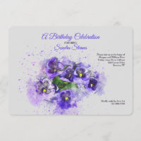 Invitation Pansies pourpres