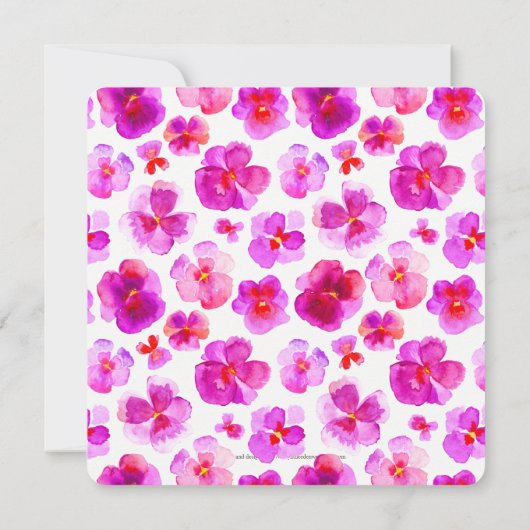 Invitation Pansies roses aquarelle mariage reprogrammé (Dos)