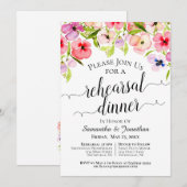 Invitation Pansies rustiques en aquarelle Dîner de répétition (Devant / Derrière)