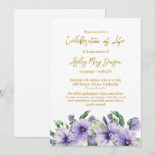 Invitation Pansy Celebration of Life Funeral (Devant / Derrière)