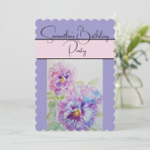 Invitation Pansy Watercolor Pansies Violet floral Fleur (Debout devant)