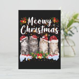 Invitation Pantalon de Noël assorti Famille Chat Meowy Père N
