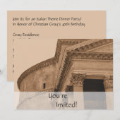 Invitation Panthéon de Rome personnalisé| Dîner italien (Devant / Derrière)