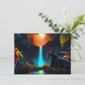 Invitation Panthère près d'une cascade (Debout devant)