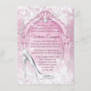 Invitation Pantoufle de verre rose Cinderella Quinceanera