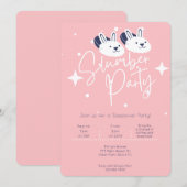Invitation Pantoufles Lapin Rose Moderne Soirée Pyjama (Devant / Derrière)