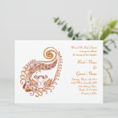 Invitation Paon-c de Paisley dans l'invitation d'art de henné (Debout devant)