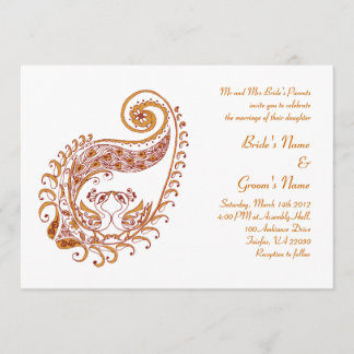 Invitation Paon-c de Paisley dans l'invitation d'art de henné