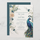 Invitation Paon Élégant (Devant / Derrière)