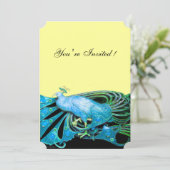 INVITATION PAON ÉLÉGANT EN BLEU, NOIR. (Debout devant)