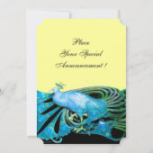 INVITATION PAON ÉLÉGANT EN BLEU, NOIR. (Dos)