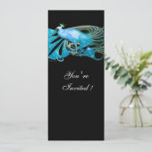 INVITATION PAON ÉLÉGANT EN BLEU NOIR TEAL FÊTE DE MARIAGE (Debout devant)