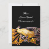 INVITATION PAON ÉLÉGANT EN JAUNE ET NOIR (Dos)