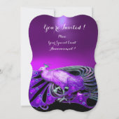 INVITATION PAON ÉLÉGANT EN MARIAGE MONOGRAMME VIOLET, NOIR (Dos)