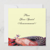 INVITATION PAON ÉLÉGANT EN MÉTALLISÉ ROUGE NOIR ET OR (Dos)