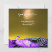 INVITATION PAON ÉLÉGANT EN MONOGRAMME DE MARIAGE VIOLET,JAUNE (Dos)