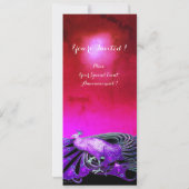 INVITATION PAON ÉLÉGANT EN PURPLE,MARIAGE NOIR  MONOGRAMME (Dos)