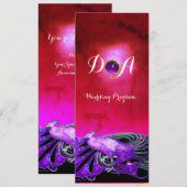 INVITATION PAON ÉLÉGANT EN PURPLE,MARIAGE NOIR  MONOGRAMME (Devant / Derrière)