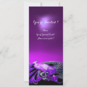 INVITATION PAON ÉLÉGANT EN PURPRE,MONOGRAMME DE MARIAGE NOIR (Dos)