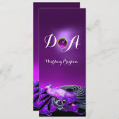 INVITATION PAON ÉLÉGANT EN PURPRE,MONOGRAMME DE MARIAGE NOIR (Devant / Derrière)