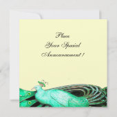 INVITATION PAON ÉLÉGANT EN VERT, NOIR ET OR (Dos)