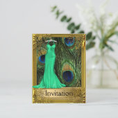 Invitation Paon et Vert Doré Toute la Fête (Debout devant)