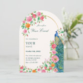 Invitation Paon floral (Debout devant)