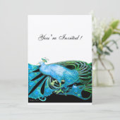 Invitation PAON noir, papier métallisé bleu champagne (Debout devant)