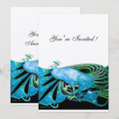 Invitation PAON noir, papier métallisé bleu champagne (Devant / Derrière)