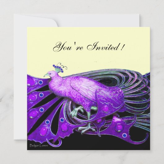 Invitation PAON papier métallisé noir, violet, platine (Devant)