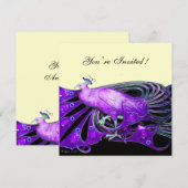 Invitation PAON papier métallisé noir, violet, platine (Devant / Derrière)
