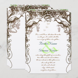 Invitation Paon rustique oiseaux d'amour vintage