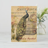 Invitation paon vintage (Debout devant)