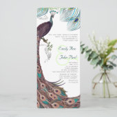 Invitation Paon Vintage 3 plumes (Debout devant)