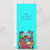 Invitation PAONS AMOUREUX, rouge bleu turquoise vert (Dos)