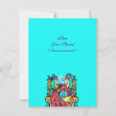 Invitation PAONS AMOUREUX rouge bleu turquoise vert (Dos)