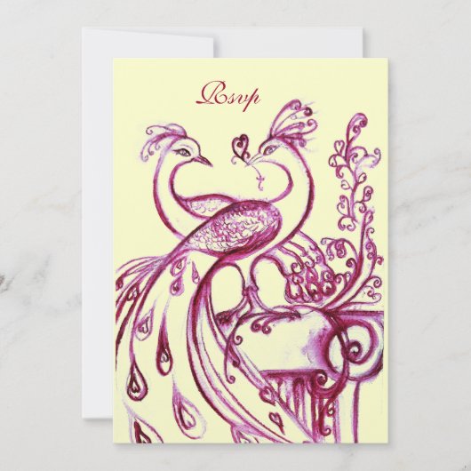 Invitation PAONS AMOUREUX RSVP, or burgundy rose gold (Devant)