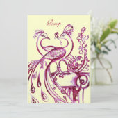 Invitation PAONS AMOUREUX RSVP, or burgundy rose gold (Debout devant)