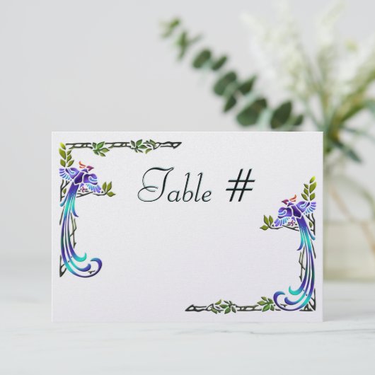 Invitation Paons Craftsman (numéros de table) (Debout devant)