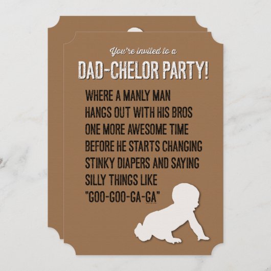 Invitation Papa-Chelor, Dadchelor, Invitation, Manly Man (Devant / Derrière)
