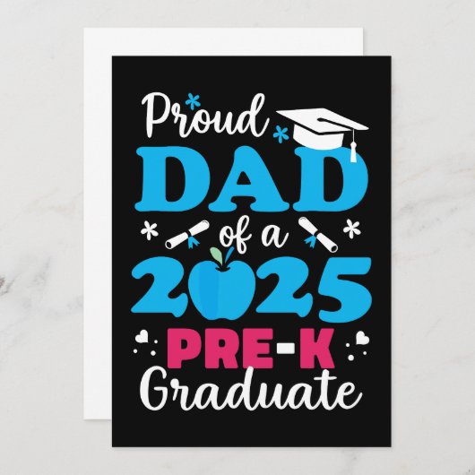 Invitation Papa fier de diplômé de maternelle 2025 (Devant / Derrière)