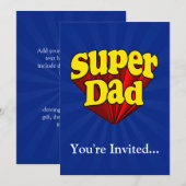 Invitation Papa superbe, super héros rouge/jaune/fête des (Devant / Derrière)