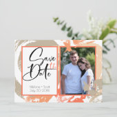 Invitation Papaya Orange Abstrait pinceau coups Enregistrer l (Debout devant)