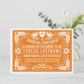 Invitation Pape orange picado oiseaux mariage douche nuptiale (Debout devant)