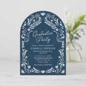 Invitation Papel bleu Picado Photo Graduation (Debout devant)