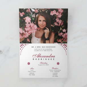 Invitation Papel Bourgogne Picado Mis Quince Años