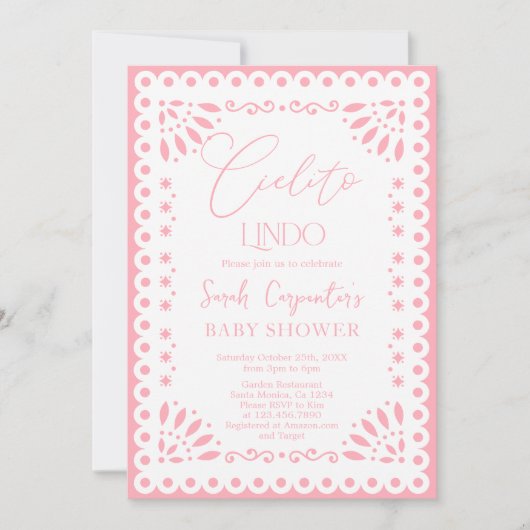 Invitation Papel Picado Baby shower Girl (Devant)