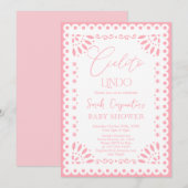 Invitation Papel Picado Baby shower Girl (Devant / Derrière)