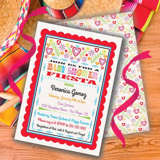 Invitation Papel Picado Baby shower mexicain Fiesta